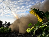 Artillerymen of the 110th Marko Bezruchko Separate Mechanized Brigade are firing an RM-70 multiple rocket launcher in the Pokrovsk direction...