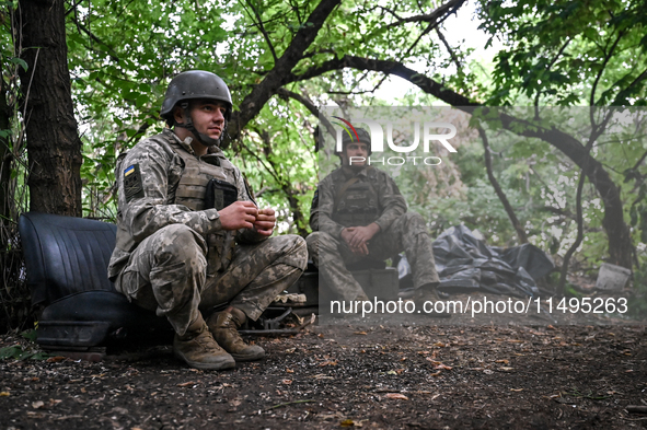 Artillerymen of the 110th Marko Bezruchko Separate Mechanized Brigade are operating an RM-70 multiple rocket launcher in the Pokrovsk direct...