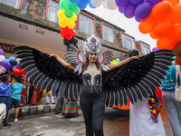 A member of the sexual minority LGBTIQ+ group of Nepal is posing for a photo during the Gaijatra (Pride) parade in Kathmandu, Nepal, on Augu...