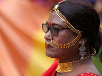 A member of the sexual minority LGBTIQ+ group of Nepal is participating in the Gaijatra (Pride) parade in Kathmandu, Nepal, on August 20, 20...