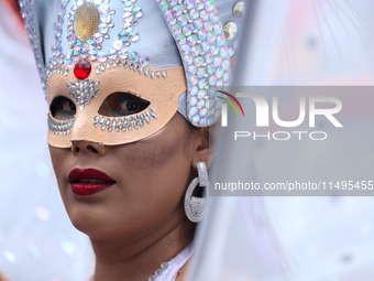 A member of the sexual minority LGBTIQ+ group of Nepal is participating in the Gaijatra (Pride) parade in Kathmandu, Nepal, on August 20, 20...