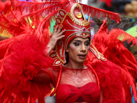 A member of the sexual minority LGBTIQ+ group of Nepal is fixing a mask during the Gaijatra (Pride) parade in Kathmandu, Nepal, on August 20...