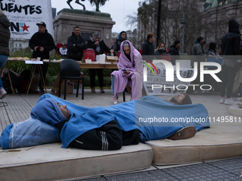 Social and political organizations are holding a ''Colchonazo'' in Plaza de Mayo in Buenos Aires, Argentina, on August 19, 2024 (