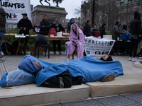 Social and political organizations are holding a ''Colchonazo'' in Plaza de Mayo in Buenos Aires, Argentina, on August 19, 2024 (