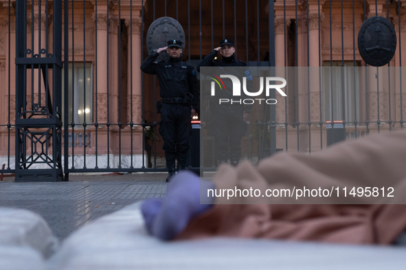 Social and political organizations are holding a ''Colchonazo'' in Plaza de Mayo in Buenos Aires, Argentina, on August 19, 2024 