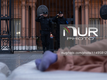 Social and political organizations are holding a ''Colchonazo'' in Plaza de Mayo in Buenos Aires, Argentina, on August 19, 2024 (