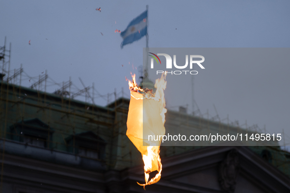 Social and political organizations are holding a ''Colchonazo'' in Plaza de Mayo in Buenos Aires, Argentina, on August 19, 2024 