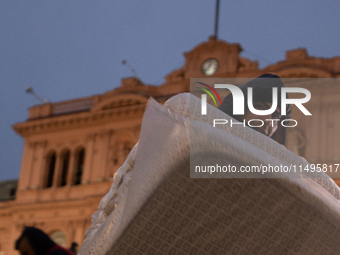 Social and political organizations are holding a ''Colchonazo'' in Plaza de Mayo in Buenos Aires, Argentina, on August 19, 2024 (