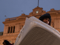 Social and political organizations are holding a ''Colchonazo'' in Plaza de Mayo in Buenos Aires, Argentina, on August 19, 2024 (