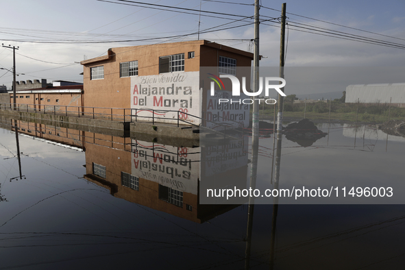 View of flooded streets in the Colonia Culturas de Mexico in Chalco, State of Mexico, where several families are being severely affected by...