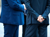 Members of the PiS party are gathering during Jaroslaw Kaczynski's monthly visit to Wawel in Krakow, Poland, on August 18, 2024. Every 18th...