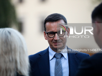 Former Polish Prime Minister Mateusz Morawiecki is attending Jaroslaw Kaczynski's monthly visit to Wawel in Krakow, Poland, on August 18, 20...