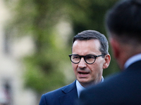 Former Polish Prime Minister Mateusz Morawiecki is attending Jaroslaw Kaczynski's monthly visit to Wawel in Krakow, Poland, on August 18, 20...