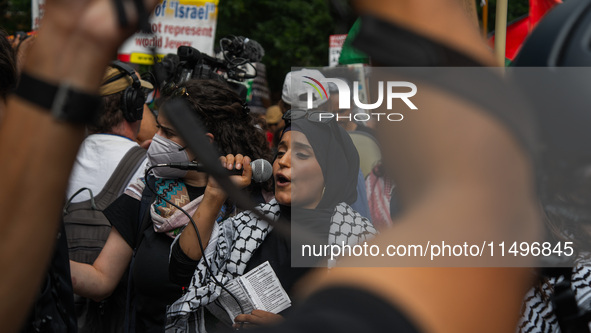 Pro-Palestine protesters organized a march on the first day of the Democratic National Convention on August 19, 2024. The protesters marched...