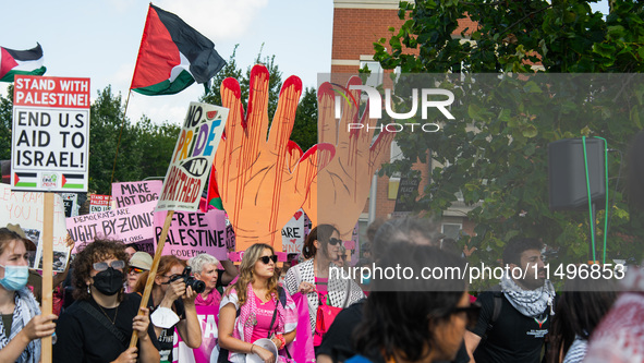 Pro-Palestine protesters organized a march on the first day of the Democratic National Convention on August 19, 2024. The protesters marched...