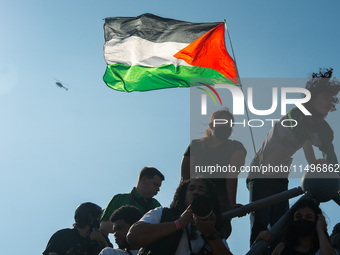 Pro-Palestine protesters organized a march on the first day of the Democratic National Convention on August 19, 2024. The protesters marched...