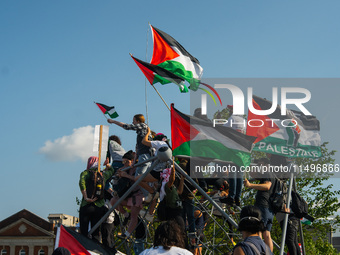 Pro-Palestine protesters organized a march on the first day of the Democratic National Convention on August 19, 2024. The protesters marched...