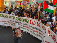 Pro-Palestine protesters organized a march on the first day of the Democratic National Convention on August 19, 2024. The protesters marched...