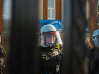 Riot police during the pro-Palestine protest on the first day of the Democratic National Convention on August 19, 2024. The protesters march...