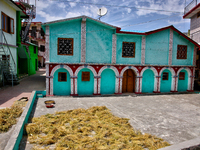 Peas are drying outside a home in the Sainji Village (Corn Village) in Mussoorie, Uttarakhand, India, on April 18, 2024. This village is fam...