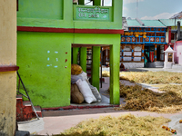 Peas are drying outside a home in the Sainji Village (Corn Village) in Mussoorie, Uttarakhand, India, on April 18, 2024. This village is fam...