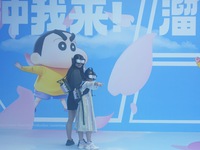 Visitors are watching the world's first VR movie ''Me and Crayon Shin-chan'' through multimedia smart VR glasses in Hangzhou, China, on Augu...