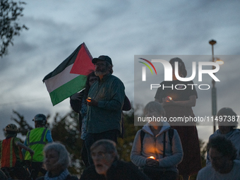 The American Friends Service Committee (AFSC) holds an interfaith vigil for those killed in Gaza, calling for a permanent ceasefire on Augus...