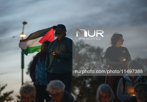 The American Friends Service Committee (AFSC) holds an interfaith vigil for those killed in Gaza, calling for a permanent ceasefire on Augus...