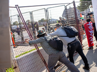 Thousands are marching outside the DNC in Chicago, Illinois, on August 19, 2024, to protest the war on Gaza. At the end of the march, a grou...