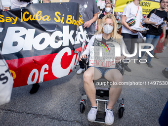 Thousands are marching outside the DNC in Chicago, Illinois, on August 19, 2024, to protest the war on Gaza. At the end of the march, a grou...