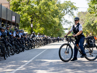 Thousands are marching outside the DNC in Chicago, Illinois, on August 19, 2024, to protest the war on Gaza. At the end of the march, a grou...