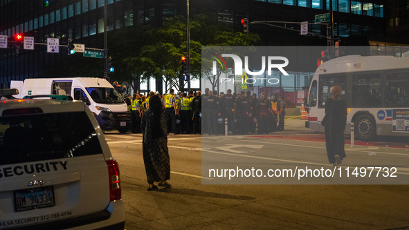 Pro-Palestinian protesters tried to rally outside the Israeli consulate in Chicago, United States, on August 20, 2024. 