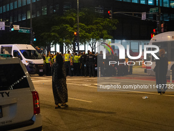 Pro-Palestinian protesters tried to rally outside the Israeli consulate in Chicago, United States, on August 20, 2024. (