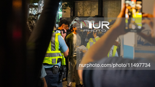 Pro-Palestinian protesters tried to rally outside the Israeli consulate in Chicago, United States, on August 20, 2024. 