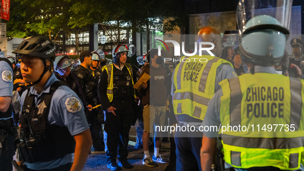 Pro-Palestinian protesters tried to rally outside the Israeli consulate in Chicago, United States, on August 20, 2024. 