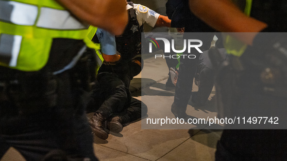 Pro-Palestinian protesters tried to rally outside the Israeli consulate in Chicago, United States, on August 20, 2024. 