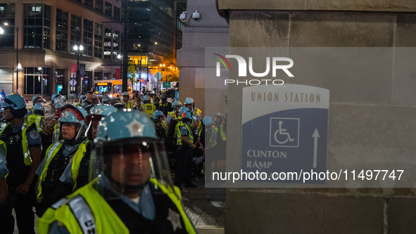 Pro-Palestinian protesters tried to rally outside the Israeli consulate in Chicago, United States, on August 20, 2024. 