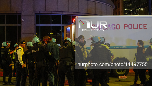 Pro-Palestinian protesters tried to rally outside the Israeli consulate in Chicago, United States, on August 20, 2024. 