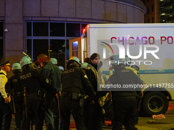 Pro-Palestinian protesters tried to rally outside the Israeli consulate in Chicago, United States, on August 20, 2024. (