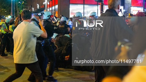 Pro-Palestinian protesters tried to rally outside the Israeli consulate in Chicago, United States, on August 20, 2024. 