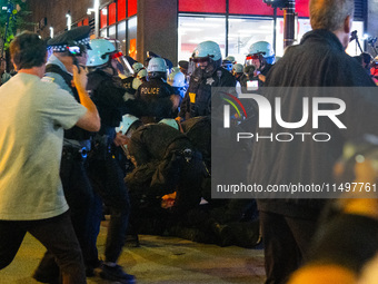 Pro-Palestinian protesters tried to rally outside the Israeli consulate in Chicago, United States, on August 20, 2024. (