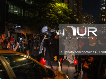 Pro-Palestinian protesters tried to rally outside the Israeli consulate in Chicago, United States, on August 20, 2024. (