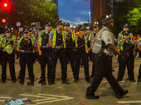 Pro-Palestinian protesters tried to rally outside the Israeli consulate in Chicago, United States, on August 20, 2024. (