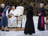 Pope Francis attends the weekly general audience in The Vatican, on June 26, 2024, at Aula Paolo VI. (