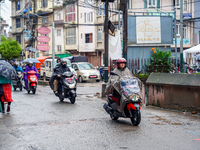 People's daily lives are affected by the heavy rainfall in Kathmandu, Nepal, on August 21, 2024. (