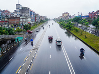 People's daily lives are affected by the heavy rainfall in Kathmandu, Nepal, on August 21, 2024. (