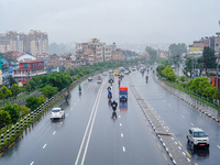 People's daily lives are affected by the heavy rainfall in Kathmandu, Nepal, on August 21, 2024. (