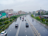 People's daily lives are affected by the heavy rainfall in Kathmandu, Nepal, on August 21, 2024. (