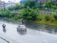 People's daily lives are affected by the heavy rainfall in Kathmandu, Nepal, on August 21, 2024. (