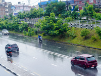 People's daily lives are affected by the heavy rainfall in Kathmandu, Nepal, on August 21, 2024. (